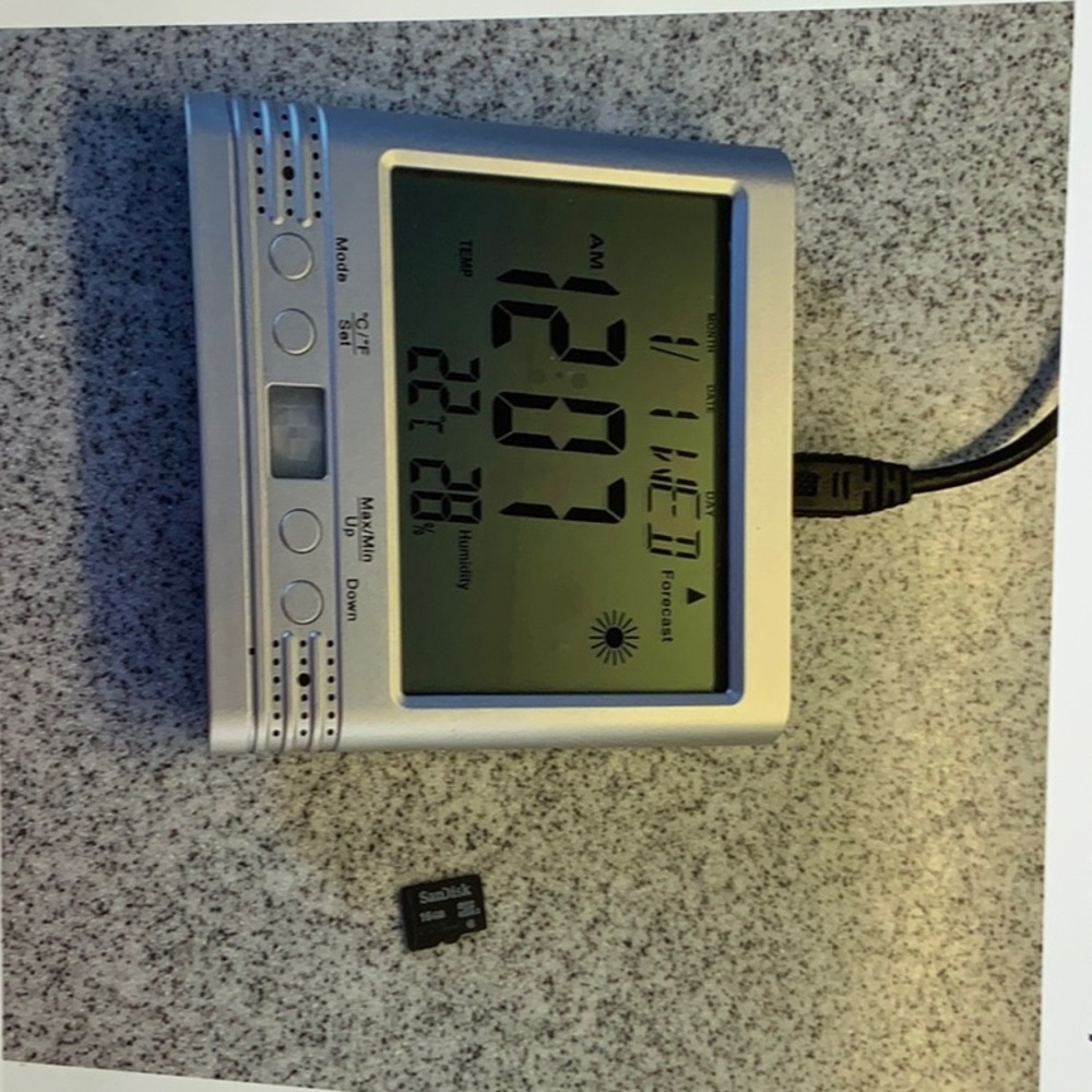 Silver Digital Clock with SD Card